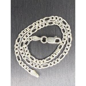 Solid 925 Italian Sterling Silver Fígaro Link Bracelet 9” Long 3mm Wide NEW
